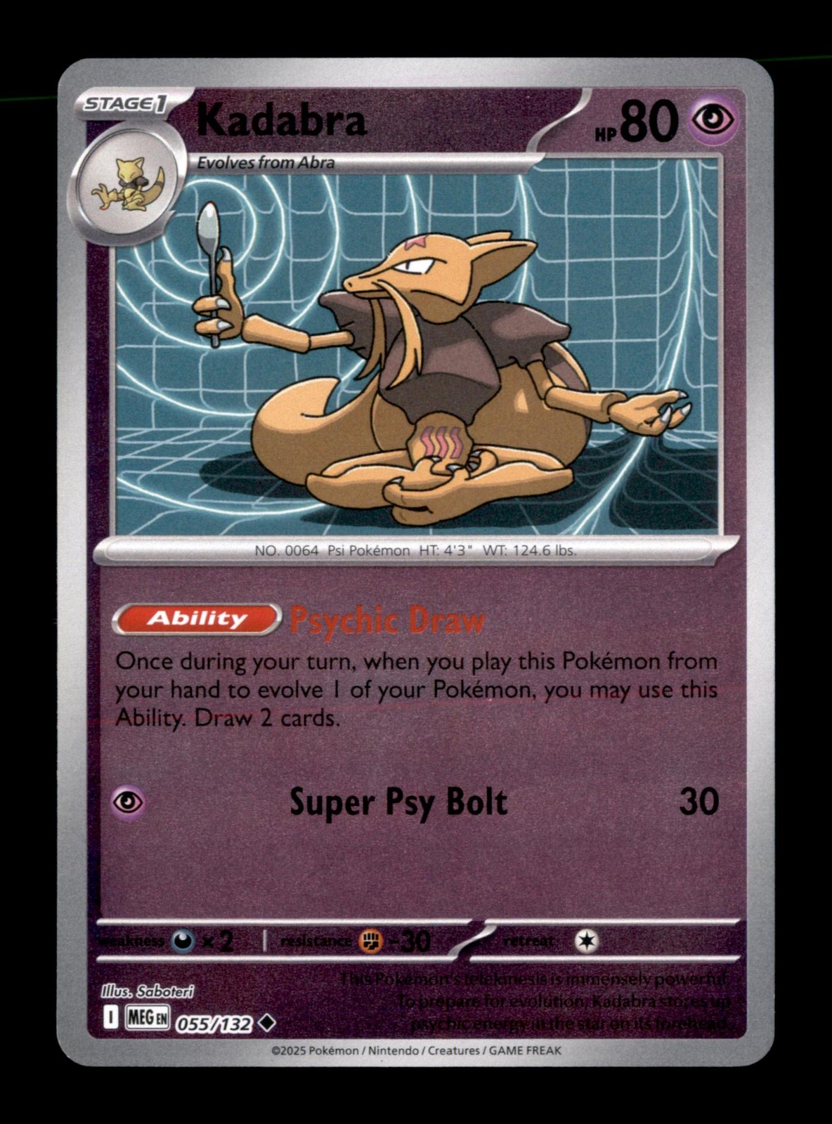 Kadabra 055/132 Uncommon Mega Evolution Pokemon Reverse Holo Near Mint