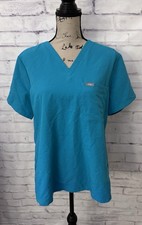 Figs Catarina One Pocket Scrub Top L Classic Fit Medical Work V Neck Aqua Blue
