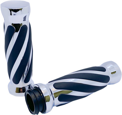 Pro-One Chrome 1'' TBW Twisted Motorcycle Grips 2008-2025 Harley Touring Softail