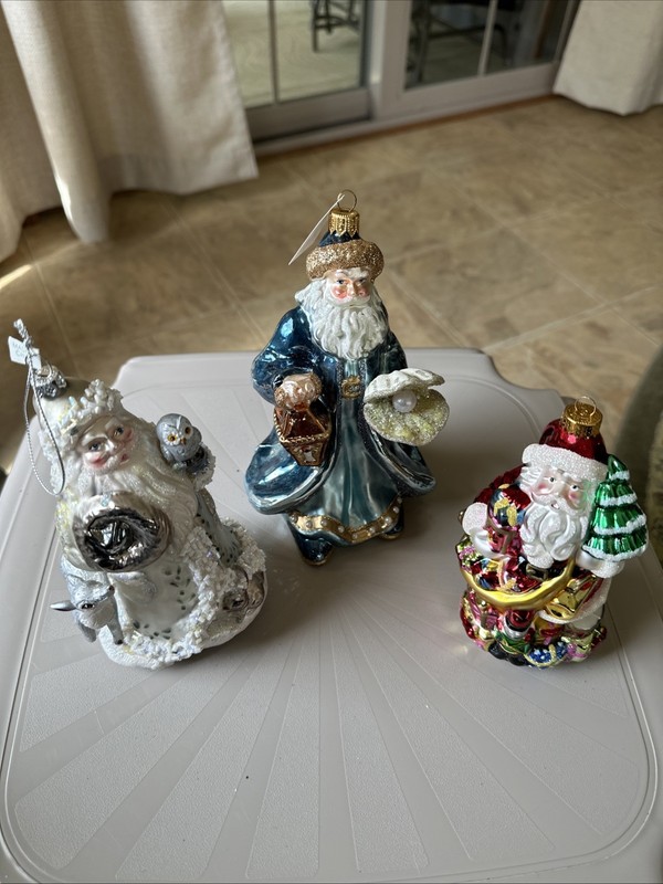 vintage glass Santa ornaments (3)