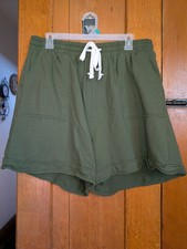 Zenana Terry Cloth Drawstring Waist Shorts Army Green 100 Cotton Size 2XL -D