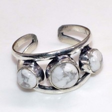 925 Silver Plated Decent Howlite Ring Handmade Jewelry Size US FreeSize GW