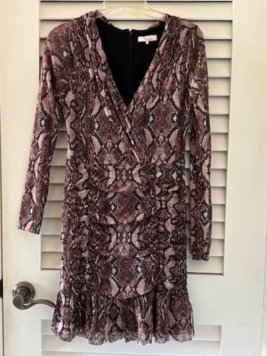 Parker Snakeskin Printed Ruched Bodycon Dress SIZE 10 EUC