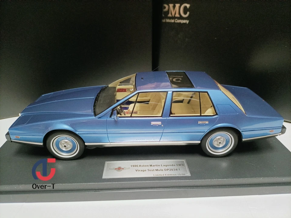 PMC 1:18 Aston Martin Lagonda 1986 Silver Blue Four Door Luxury Sedan Model - Image 2 of 4