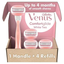 Gillette Venus ComfortGlide White Tea Women's Razor, Handle + 4 Blade... 