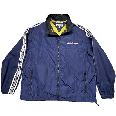 Vintage Tommy Hilfiger Athletics Windbreaker Jacket Y2K Logo Tape Blue Mens XL