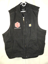 Carhartt 104395-blk Black Canvas Quilted Full Zip Vest w/ Pockets Logo Mens 2XL