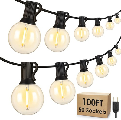 #ad #ad 100FT Outdoor String Lights LED Patio Light Waterproof Shatterproof 51 G40 Bulbs $42.99