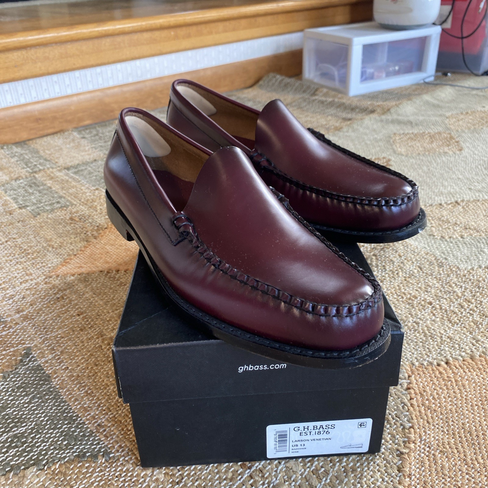 GH Bass Weejuns Larson Mens 13 Leather Penny Loafer Shoes Burgundy