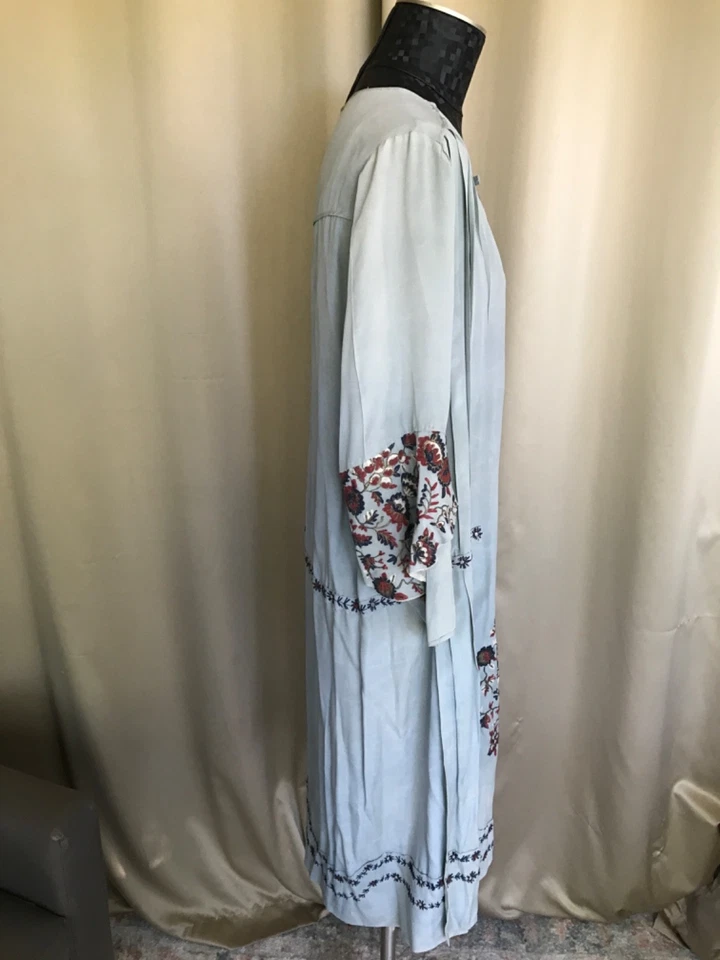 Art Deco vintage flapper blue silk chiffon dress with flowery embroidery - Image 2 of 4