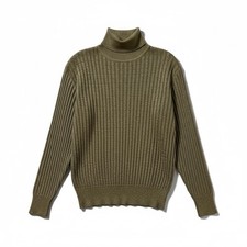 Vintage Suzelle Metallic Gold Cable Knit Turtleneck Sweater Shoulder Pads L