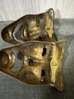 VTG Solid Brass Theater Masks Pair Comedy/Tragedy Wall Hanging Masks 7" INDIA — photo 5