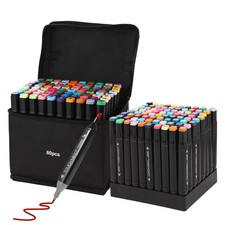 80 Colors Art Markers Pens, Dual Tips Alcohol Markers Set with Base, Permanen...