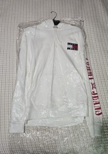 Tommy Jeans Men's Flags Big Logo Hooded Sweatshirt White - BRAND NEW SIZE L