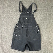 Live a Little Overalls Women’s Size Large Black Shorts denim cropped Outdoor