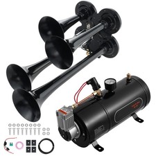 Uimoso Train Horns Kit 4 Trumpet Air Horn Kit 120psi Air Compressor 0.8 Gal Tank