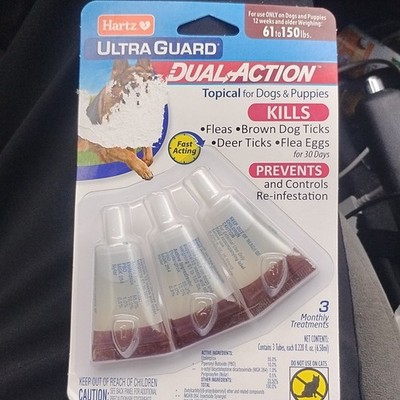 Hartz UltraGuard Dual Action Flea & Tick Drops for Dogs 61-150 lb, 3 Treatments