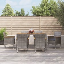 Ensemble à manger jardin et coussins 7 pcs gris rotin ensemble à manger vidaXL