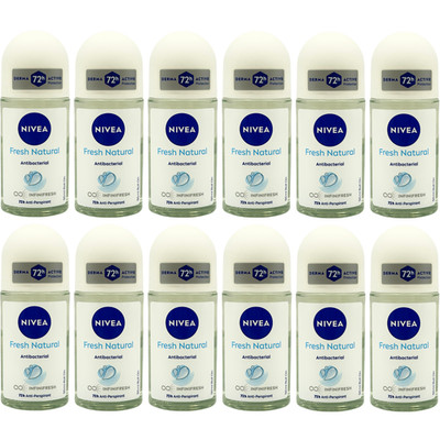 NIVEA Fresh Natural 72H Anti-Transpirant Roll On 50ml - 12er Pack