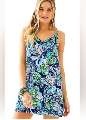 Lilly Pulitzer Lela Hanging With The Fronds Silk Slip Dress Size XS
