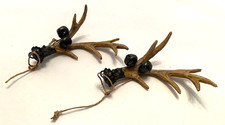 Set-2 Brown Resin Buck/Deer/Reindeer 4.5" Antlers with Bells Christmas Ornaments