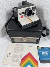 VINTAGE Polaroid SX-70 Rainbow Stripe One Step Land Camera, Manuals, Case USED