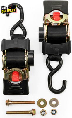 Retractable Transom Tie down Strap (2 Width, 5.5  Bolt-On)  Black