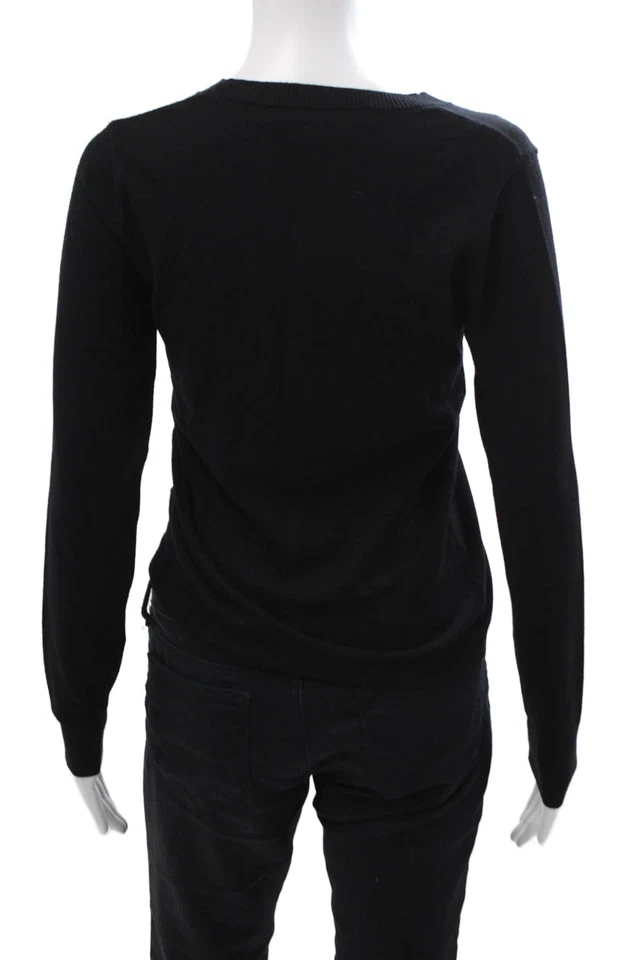 Rebecca Minkoff Women Pullover Sweater Black Crew Neck Stars Button Size S - Image 3 of 4