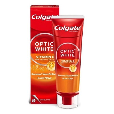 2 Pack of COLGATE Optic White Vitamin C Whitening Toothpaste 80g 95% High Purity