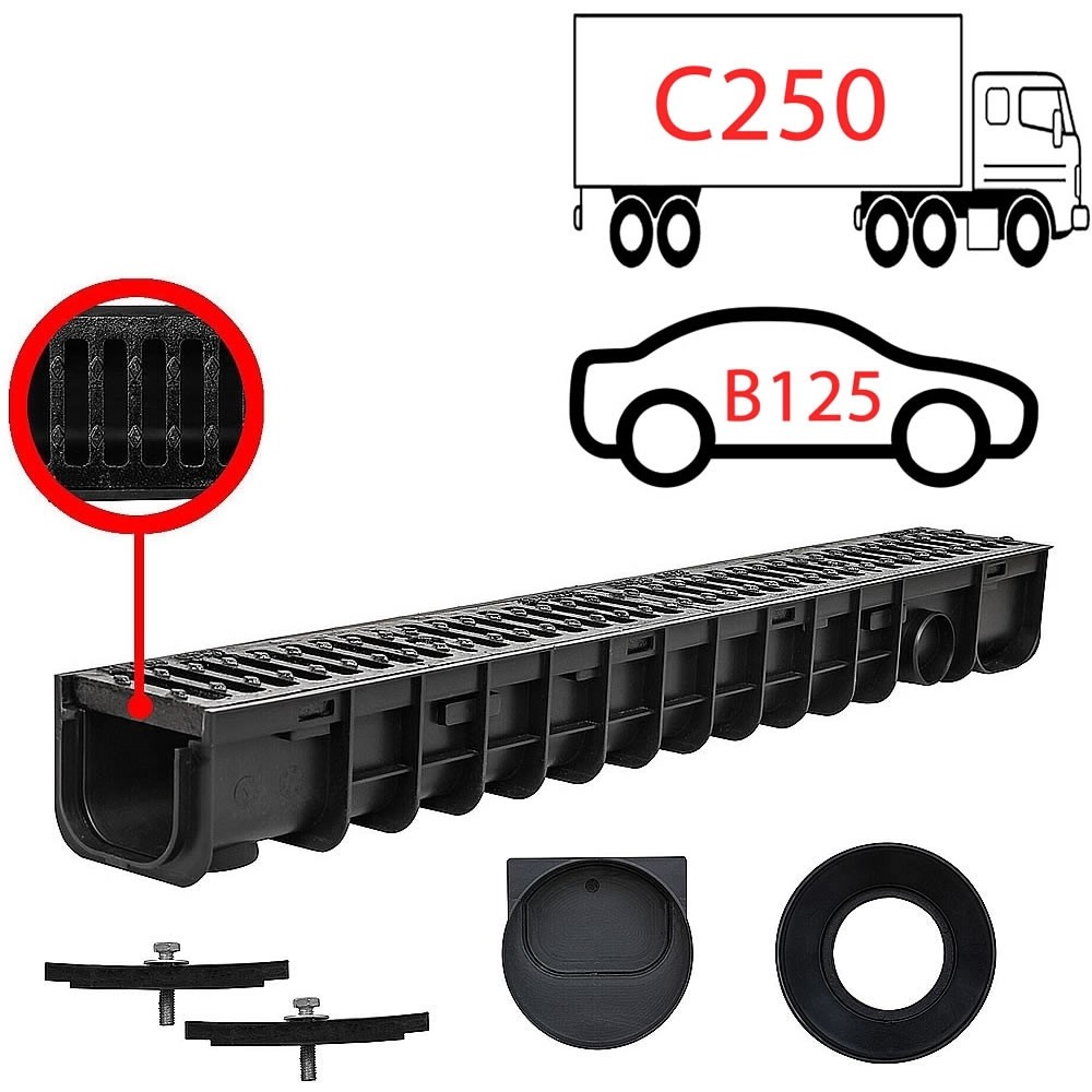 Canal de drenaje canal de suelo canal de drenaje rejilla B125 C250 rejilla de fundición