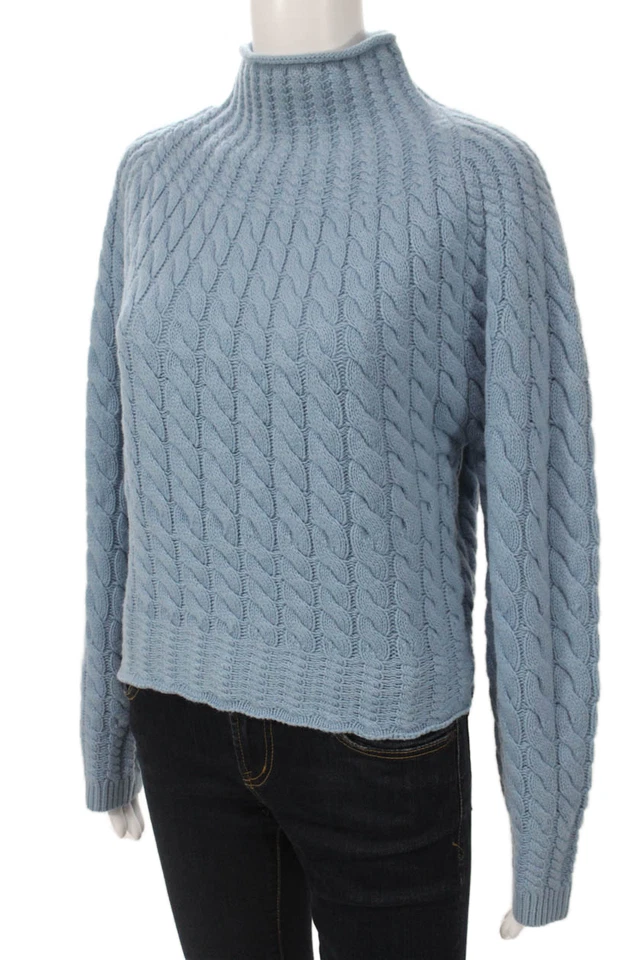 Theory Women Light Blue Wool Cashmere Mock Neck Pullover Sweater Size S - Image 2 of 4