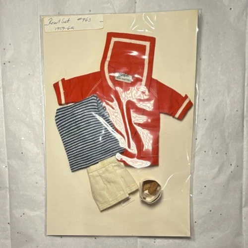 Vintage Barbie Resort Set #963 Red Jacket Striped Shirt Shorts Hat 1959 Mattel