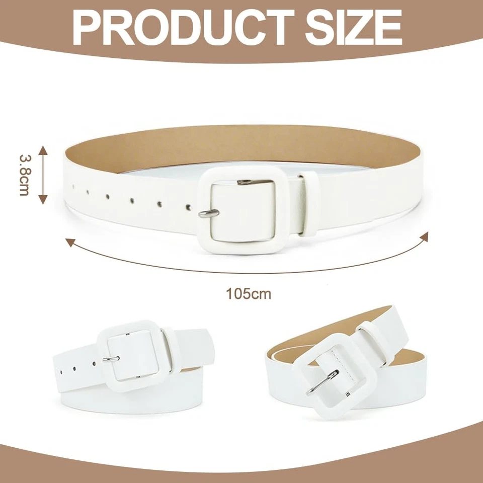 Ceinture Femme Cuir Élégante Large Boucle pour Tenues Décontractées et Formelles - Photo 2/4