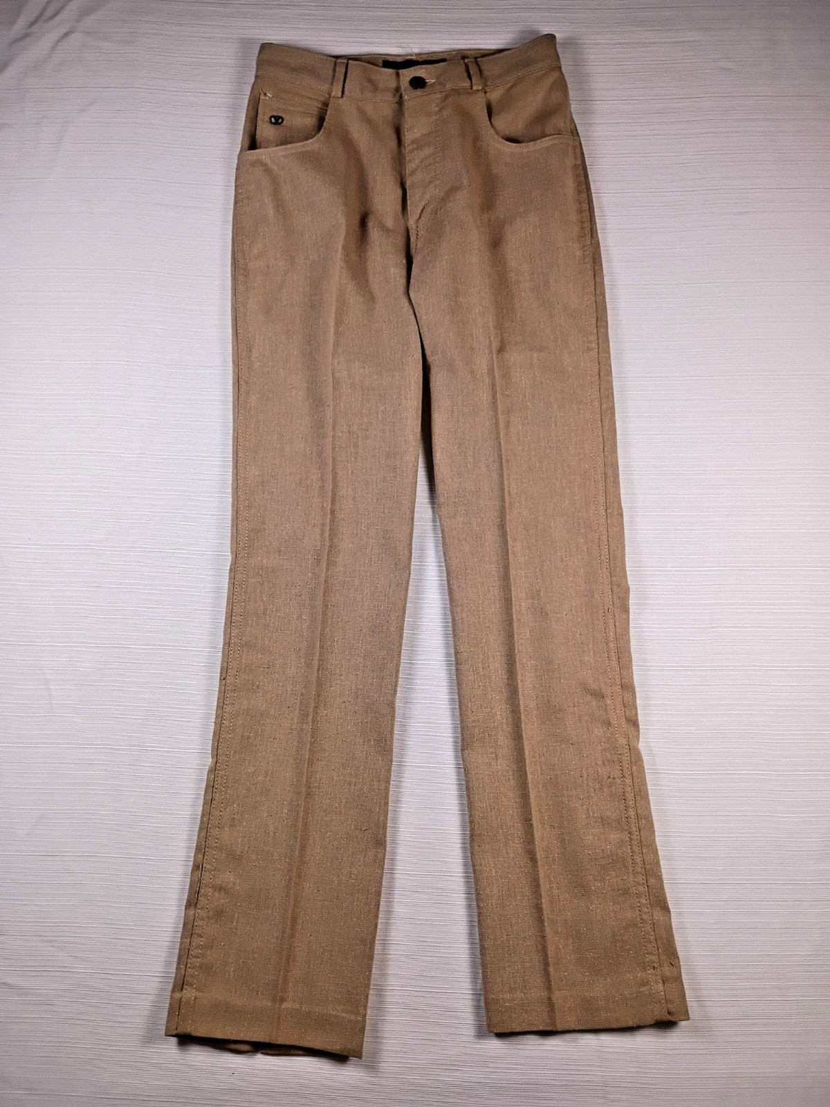 Valentino, Vintage Valentino Viva High Waist Pants Tan Cotton "V" Logo 80s 90s USA Size 10