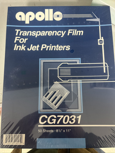 APOLLO Transparency Film For Ink Jet Printers CG7031 50 sheets New Sealed