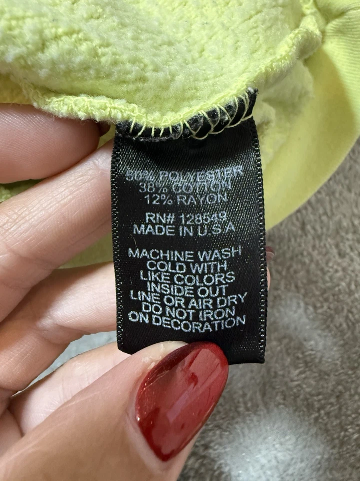 Sudadera con Capucha Pullover Aviator Nation Talla XL Amarillo Neón De Gran Tamaño Retro Foto 3 de 4