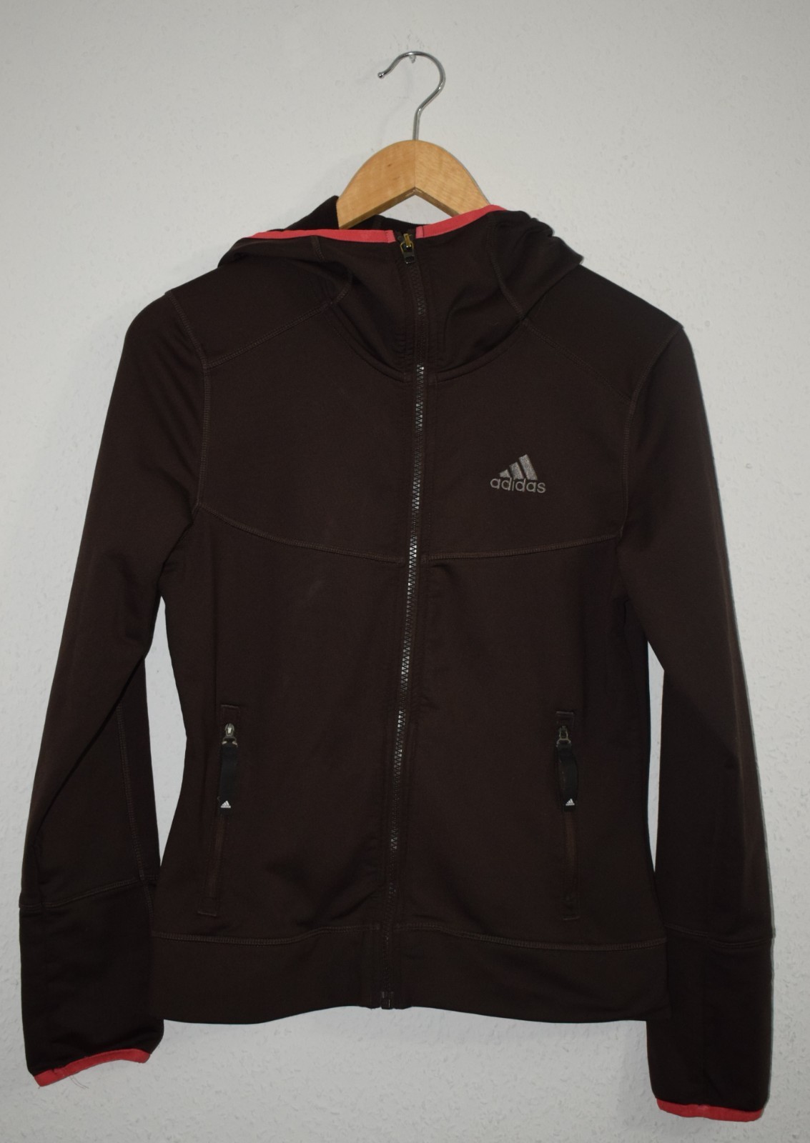 Adidas Women's Full-Zip Performance Hoodie - Dark Brown/Coral image 2