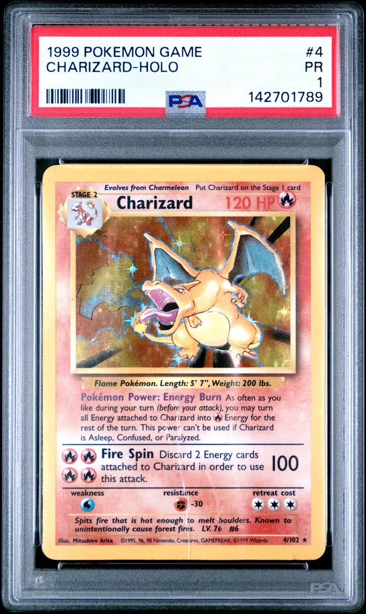 PSA 1 Charizard 4/102 1999 Base Set Holo Rare Pokemon Card | eBay