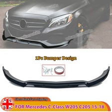 FRONT LIP SPLITTER SPOILER FOR MERCEDES C CLASS W205 C205 AMG 2014+ GLOSS BLACK