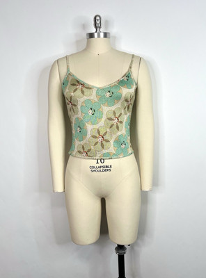 Vtg John Galliano Flapper Print Lurex Knit Top L