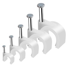 500pcs Cable Clips with Steel Nail in 4mm, 5mm, 6mm, 8mm, 10mm, white