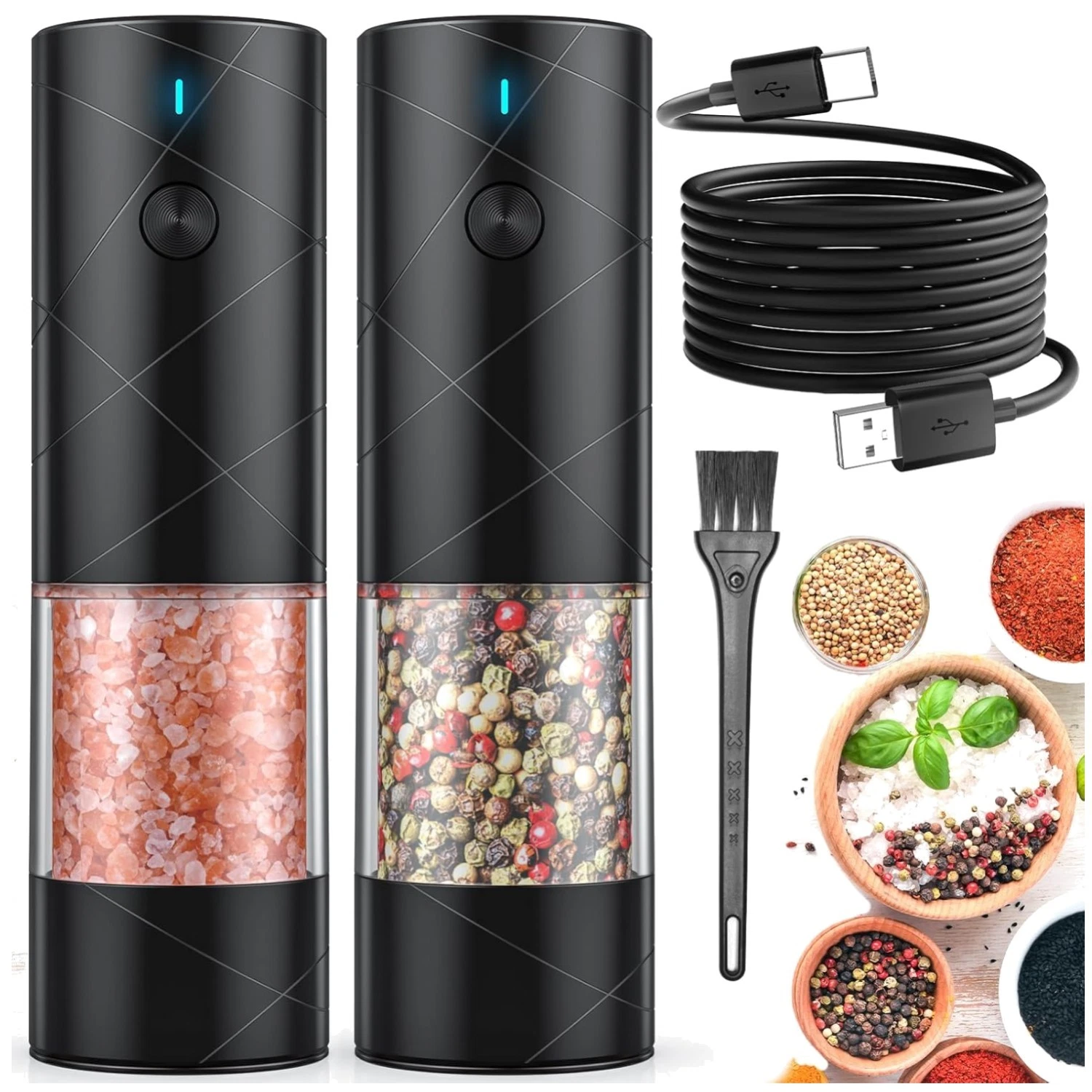 Rechargeable Electric Salt Pepper Grinder Set