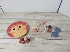 Vintage Youngs Raggedy Ann Andy Miniature Resin Tea Set Handpainted 1996