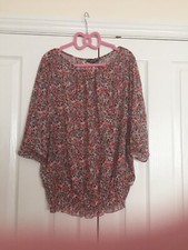 Papaya Poppy Matalan Top Blouse Summer Elegant Red Black Ladies Women’s Size 12