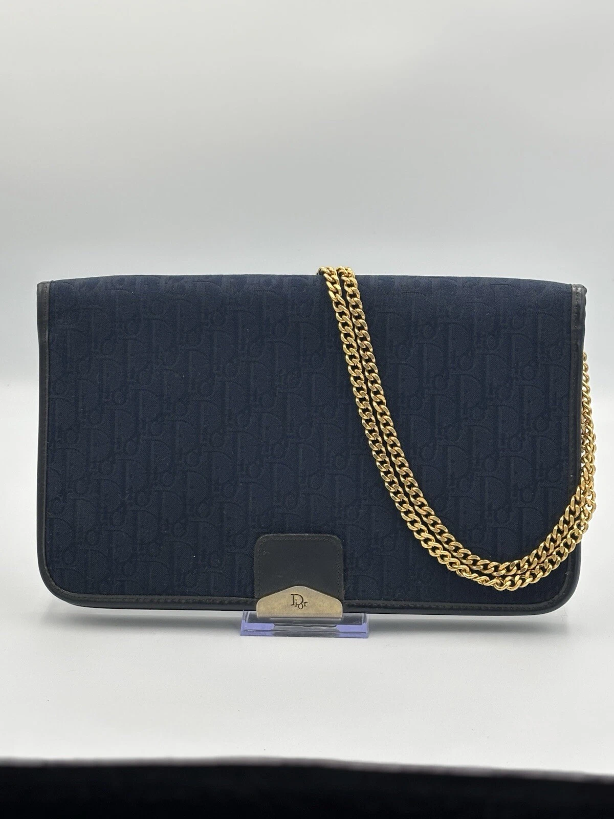 Sac de soirée trotteur bleu marine Christian Dior vintage