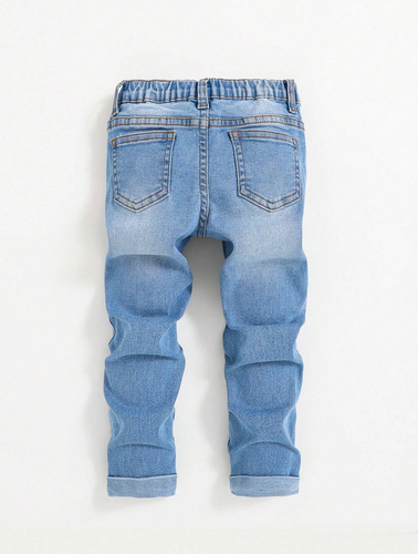 Jean Rasgado Pantalones Azules Mezclilla Para Niños Elegantes Vaqueros Pantalón - Picture 2 of 10