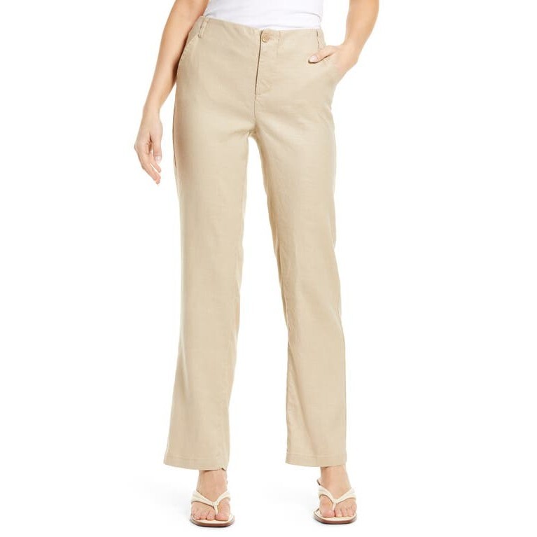NWT Womens Size 14 14x31 1/2 NYDJ Marilyn Beige Linen Blend