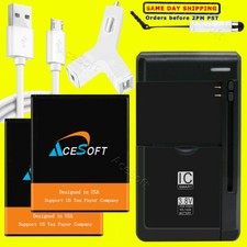 Upgraded AceSoft 3770mAh Battery or Car Charger Cable for Motorola Moto E5 Play