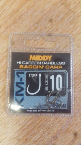 MIDDY KM-1 Baggin' Carp Eyed Barbless hooks - size 10 (1 pack) - Afbeelding 1 van 1