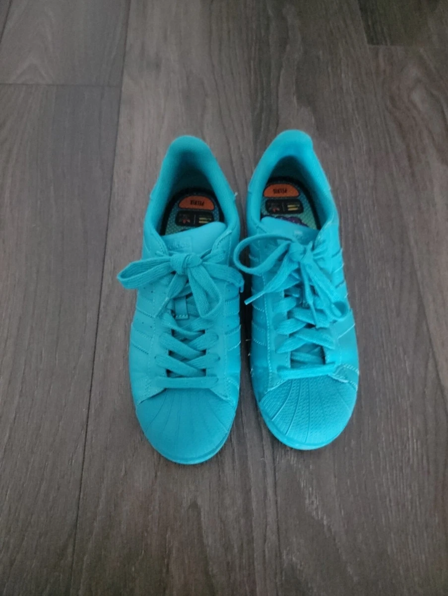 Adidas Pharrell Williams Superstar Men\'s 11.5 Blue Leather Athletic Shoes S41814 Adidas Pharrell Williams Superstar Men main image 3